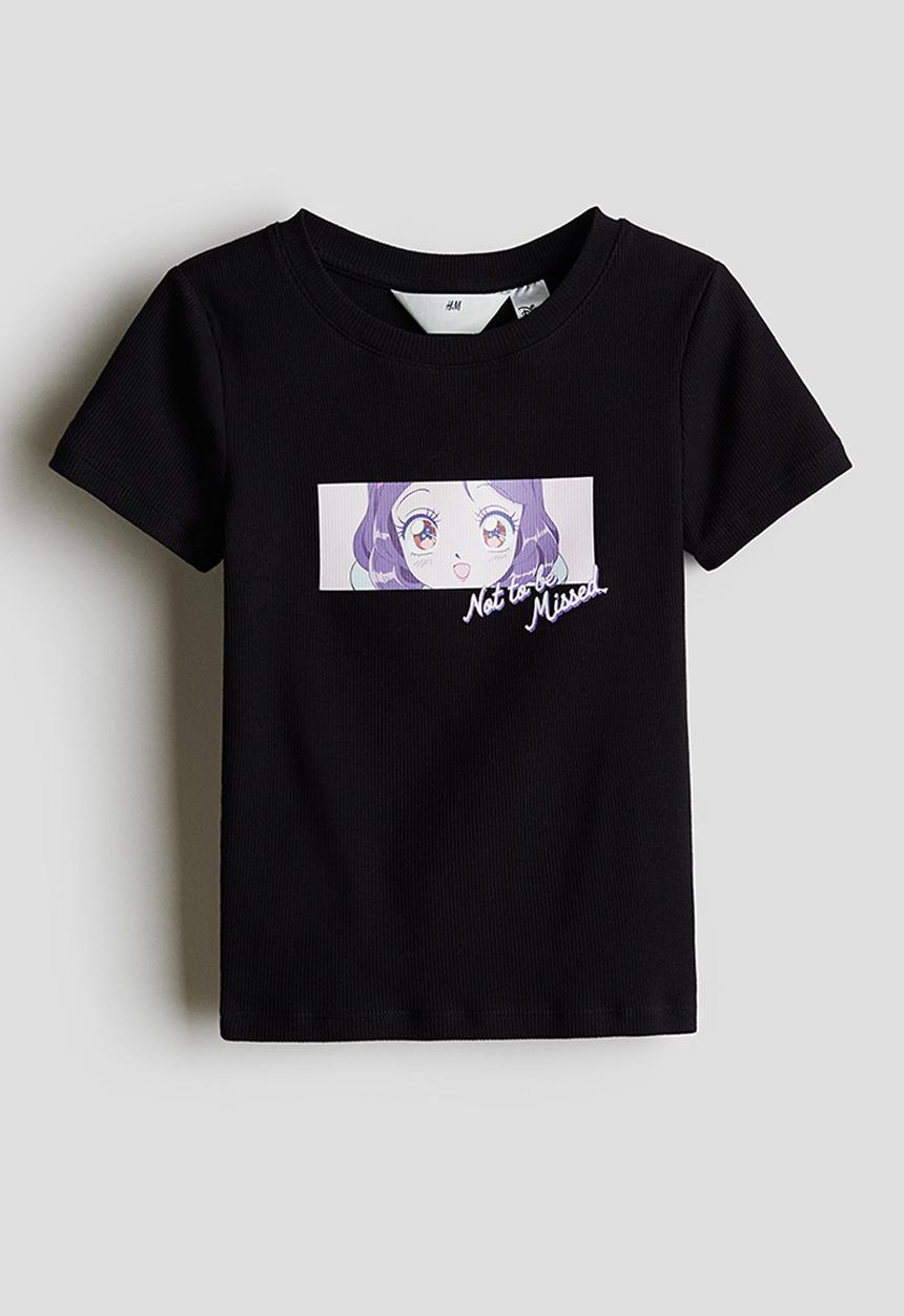 H&M - Printed T-shirt - black snow white