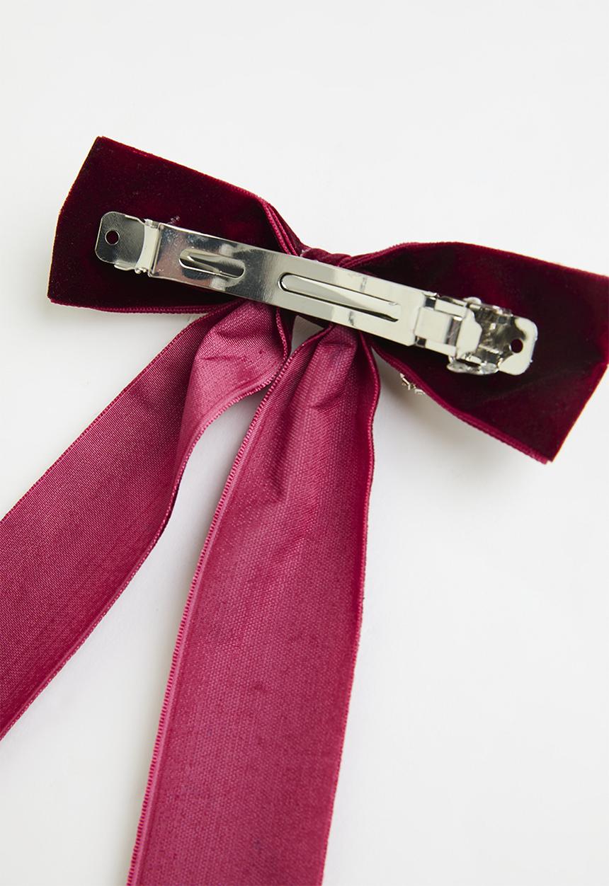 Rubi - Tilly Hair Bow berry velvet diamante