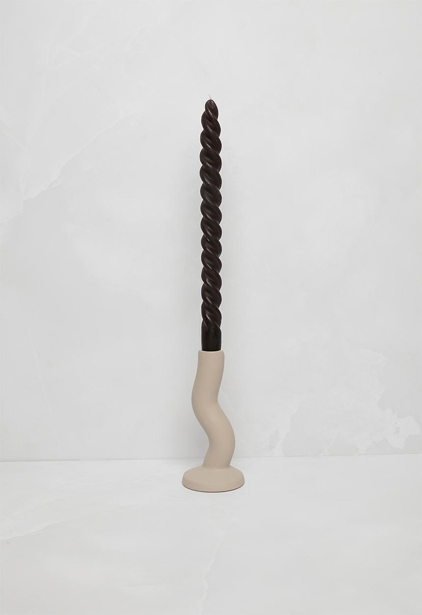 Sixth Floor - Set 4 Drip Dinner Candle Spiral - Brown