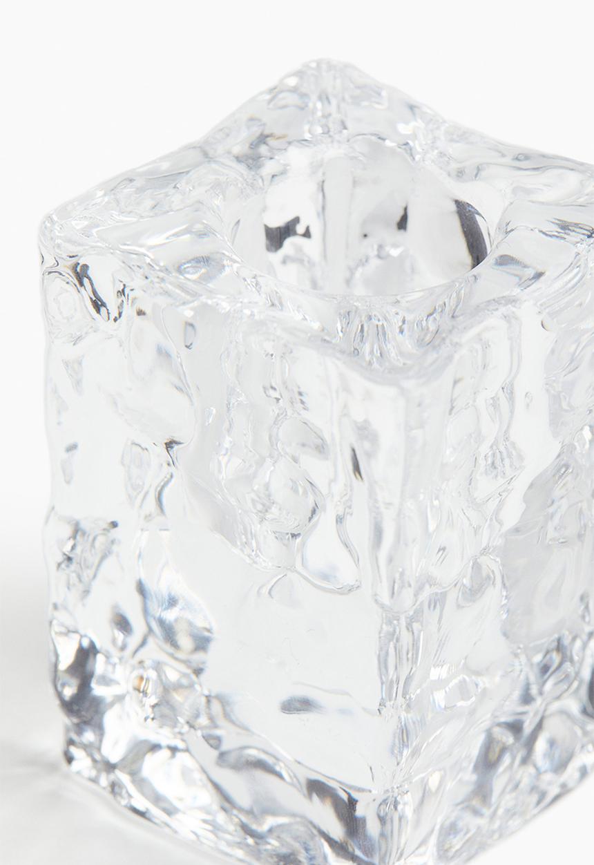 H&M - Small glass candlestick - clear glass