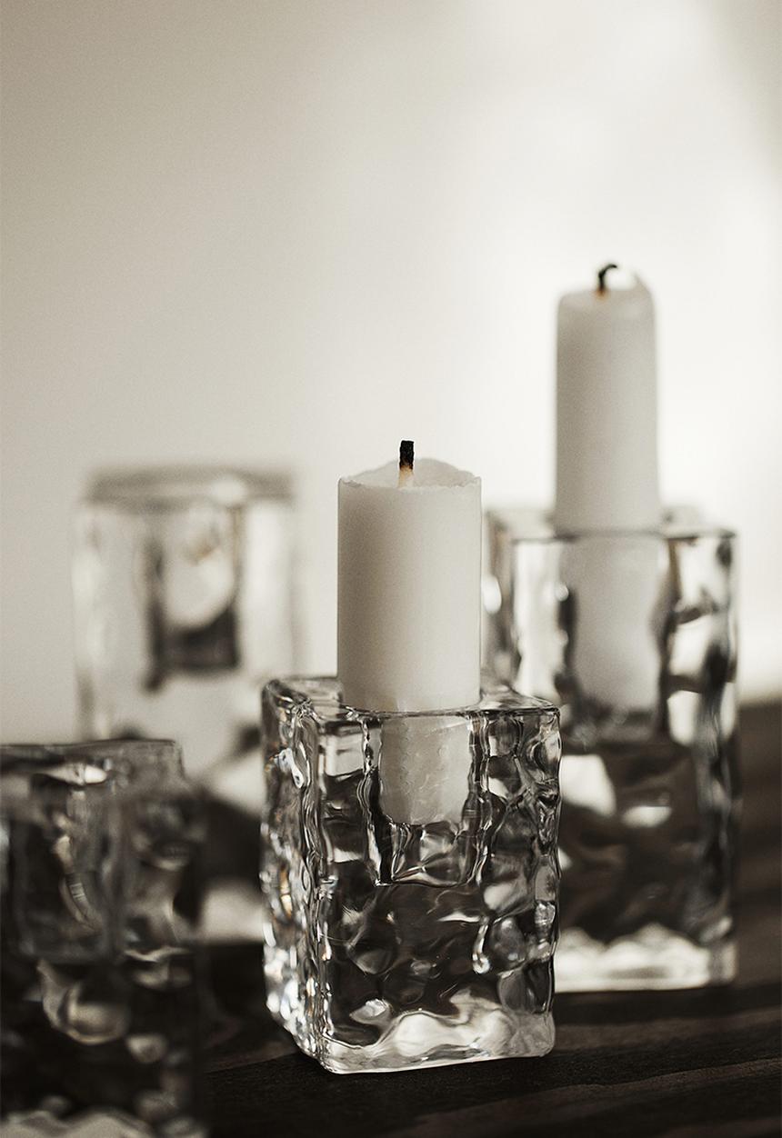 H&M - Small glass candlestick - clear glass
