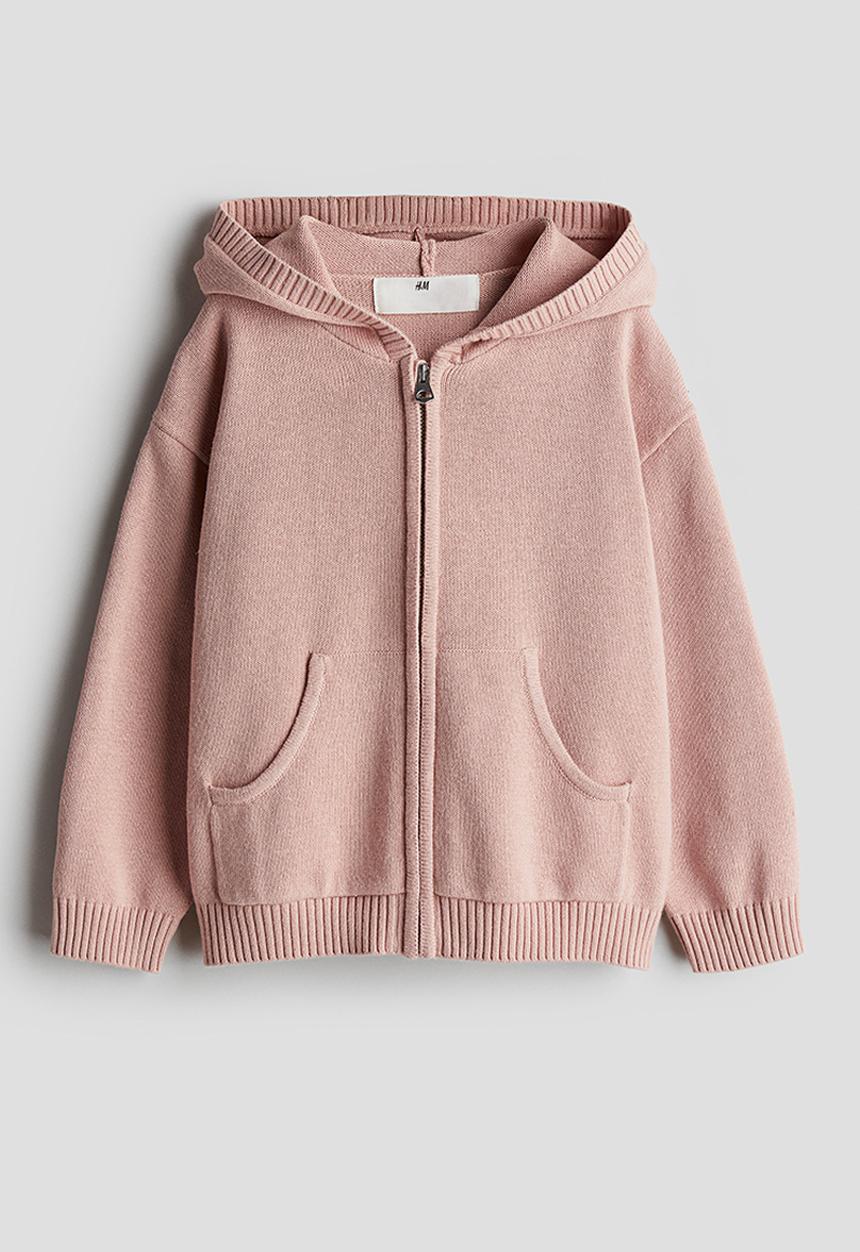 H&M - Cotton-knit hoodie - light dusty pink