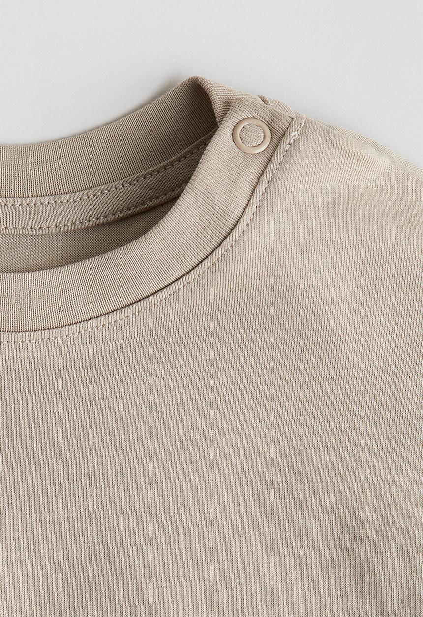 H&M - Cotton jersey T-shirt - light beige