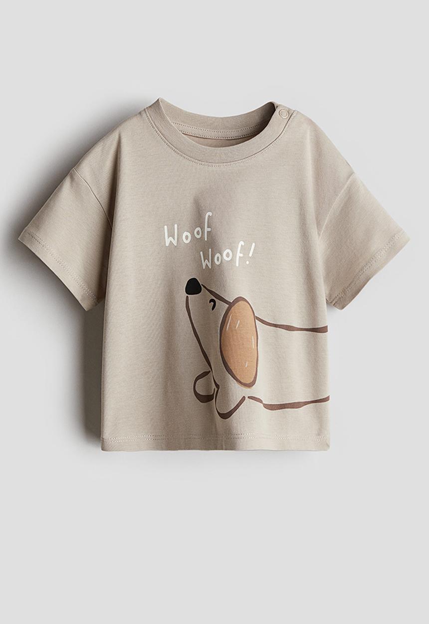 H&M - Cotton jersey T-shirt - light beige