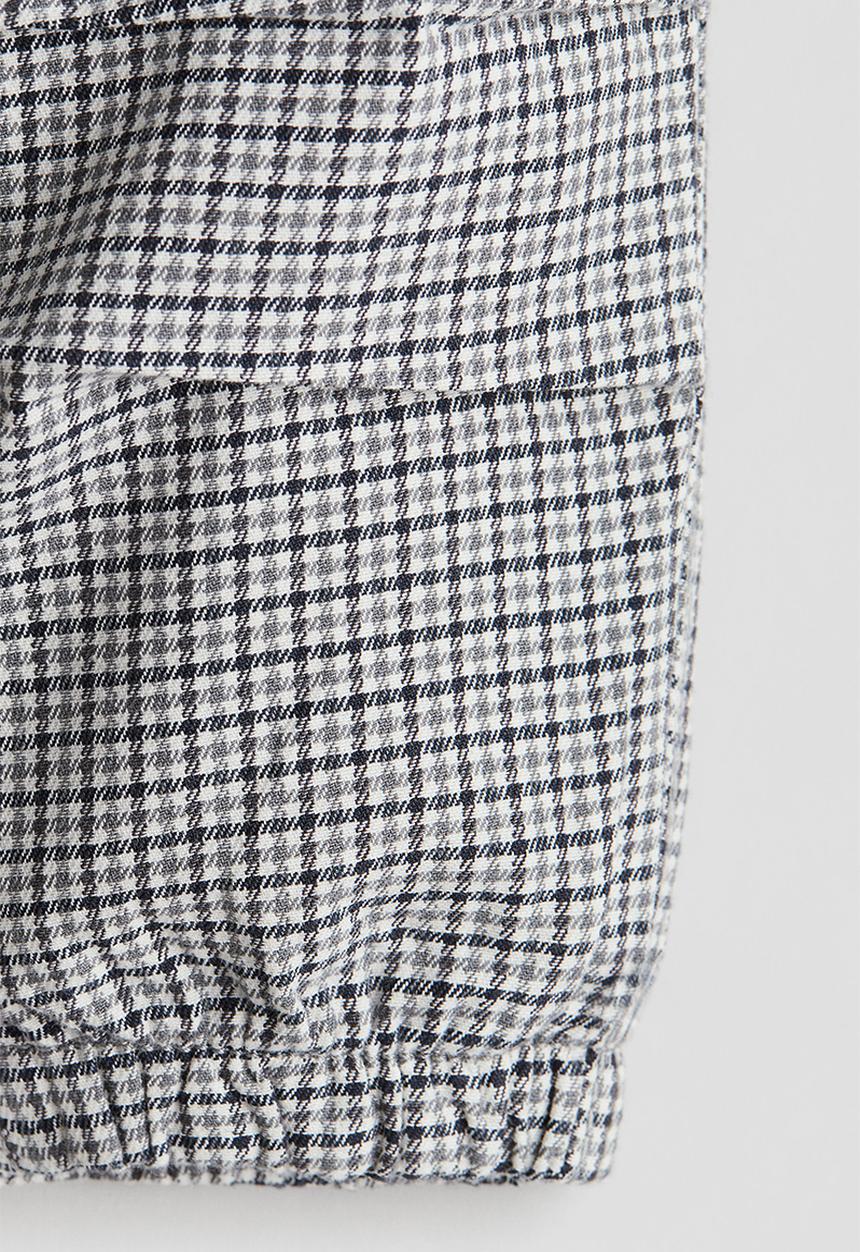 H&M - Cotton twill joggers - grey checked