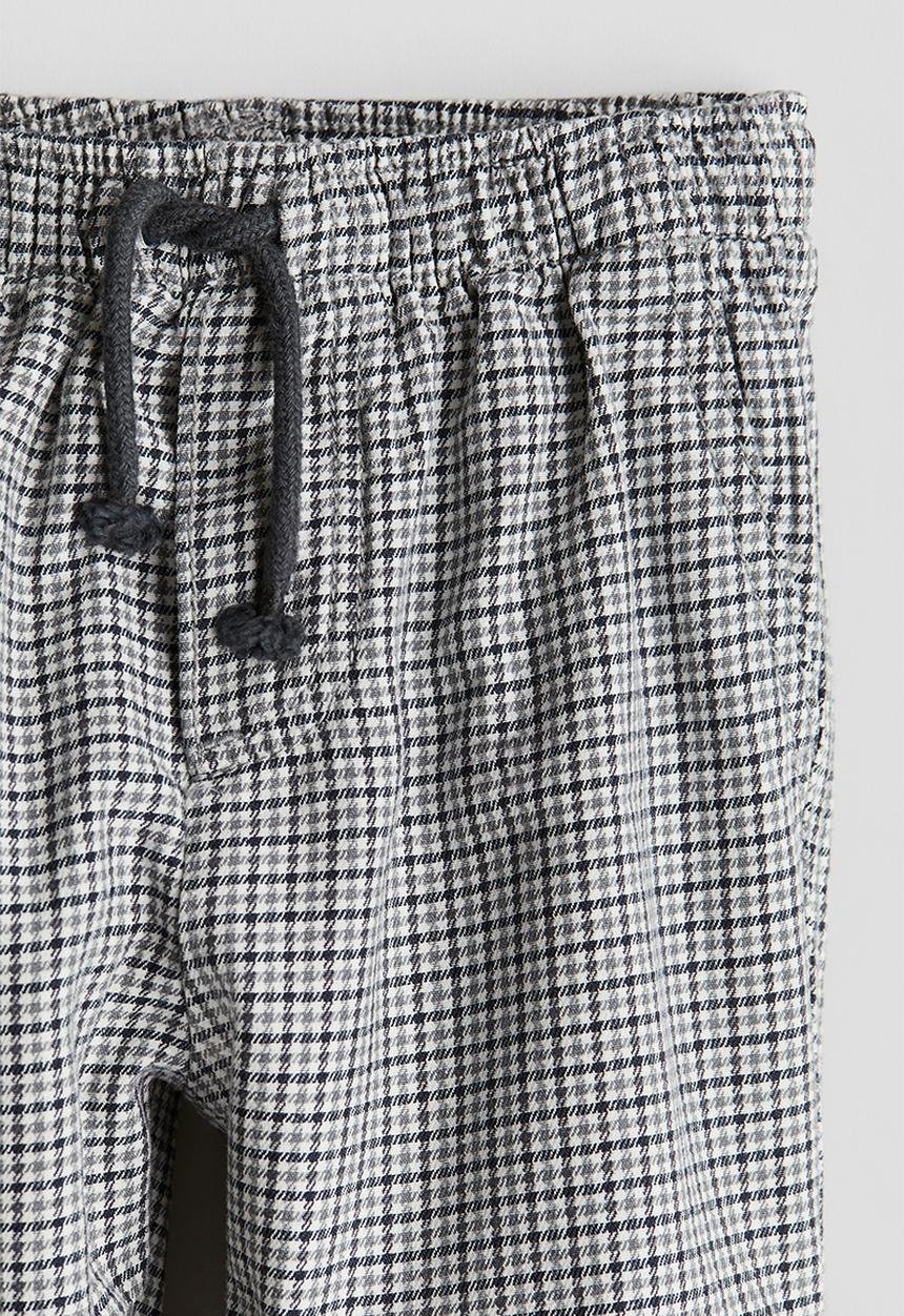 H&M - Cotton twill joggers - grey checked