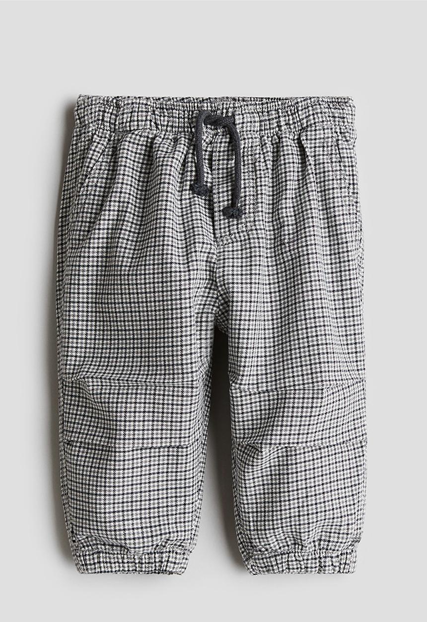 H&M - Cotton twill joggers - grey checked