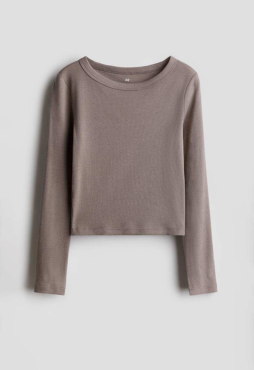 H&M - Ribbed cotton jersey top - mole