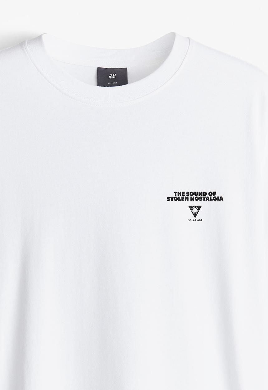 H&M - Loose fit printed T-shirt - white nostalgia