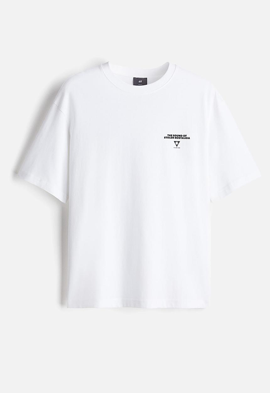 H&M - Loose fit printed T-shirt - white nostalgia