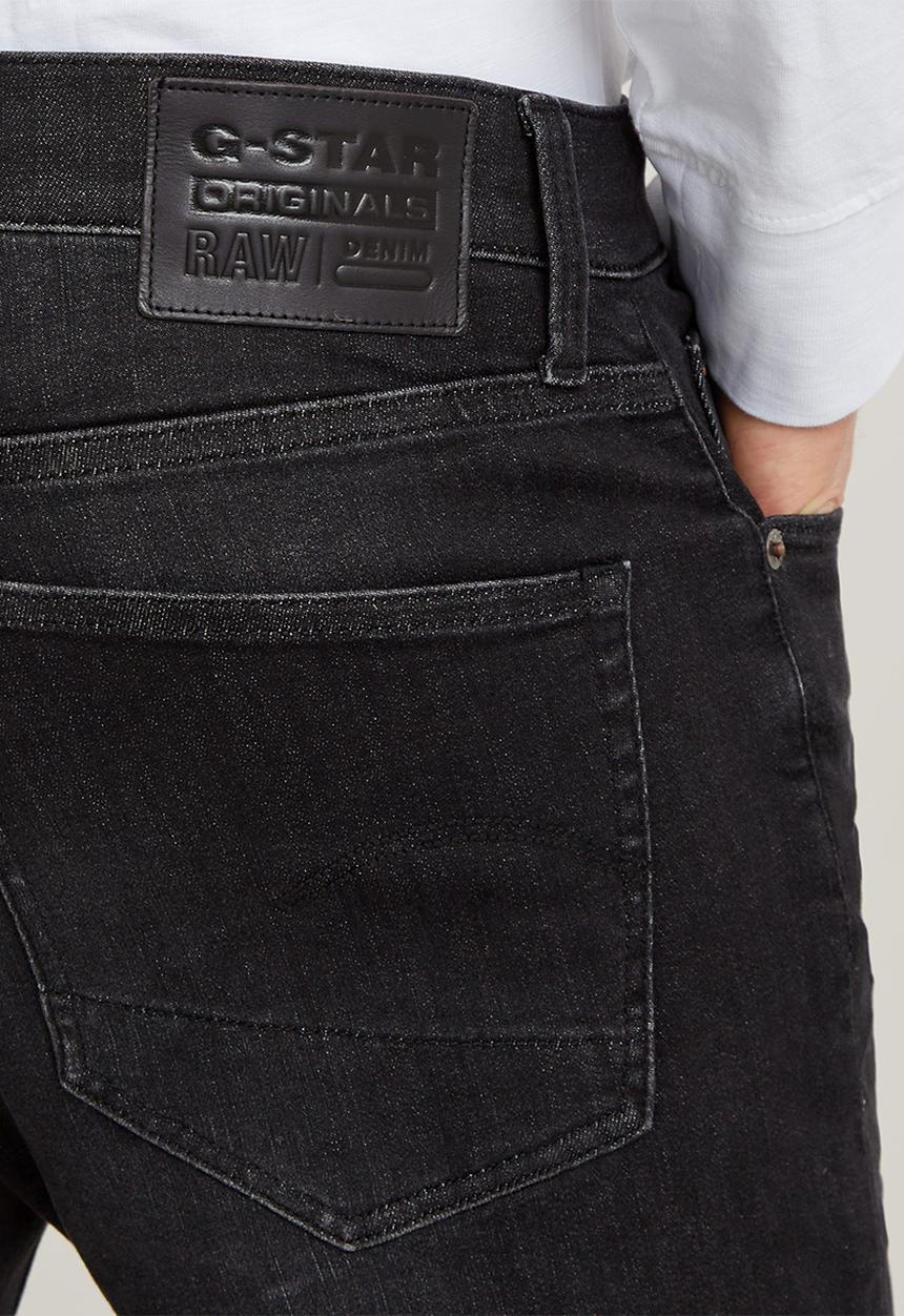 G-STAR - 3301 Slim Short Elto black superstretch - medium aged grey
