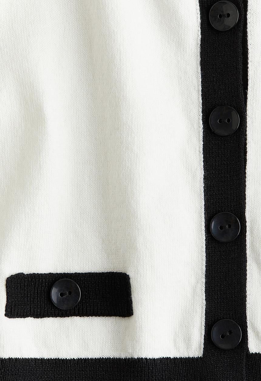 H&M - Cotton cardigan - white/black 