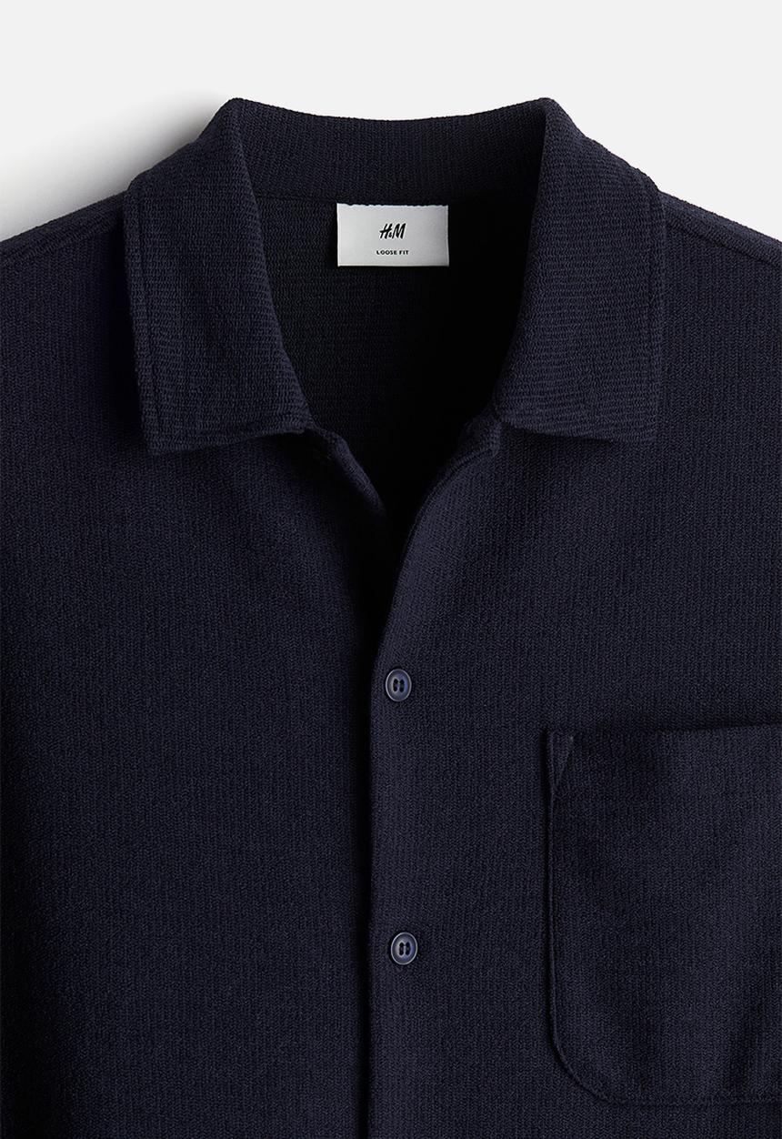 H&M - Loose fit textured shirt - navy blue