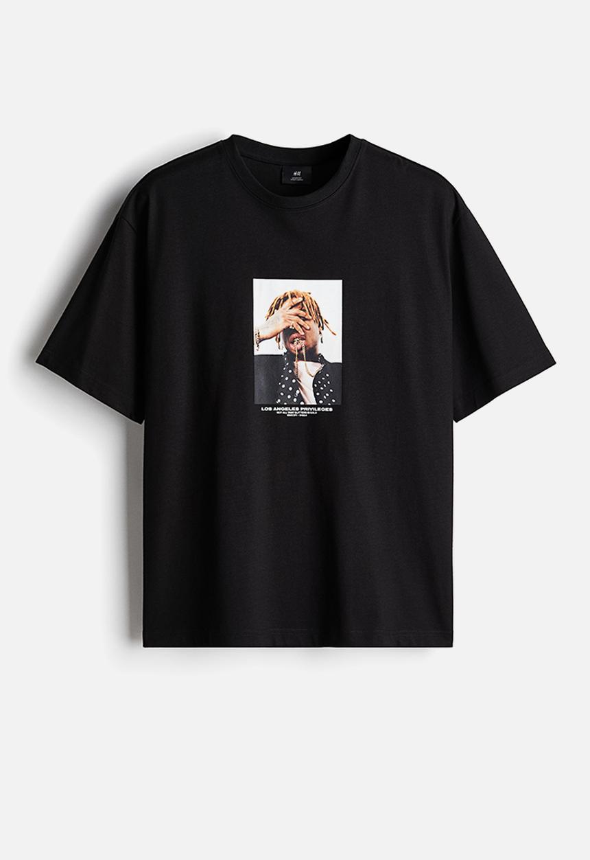 H&M - Loose fit printed T-shirt - black los angeles