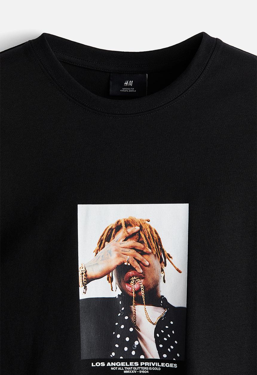 H&M - Loose fit printed T-shirt - black los angeles