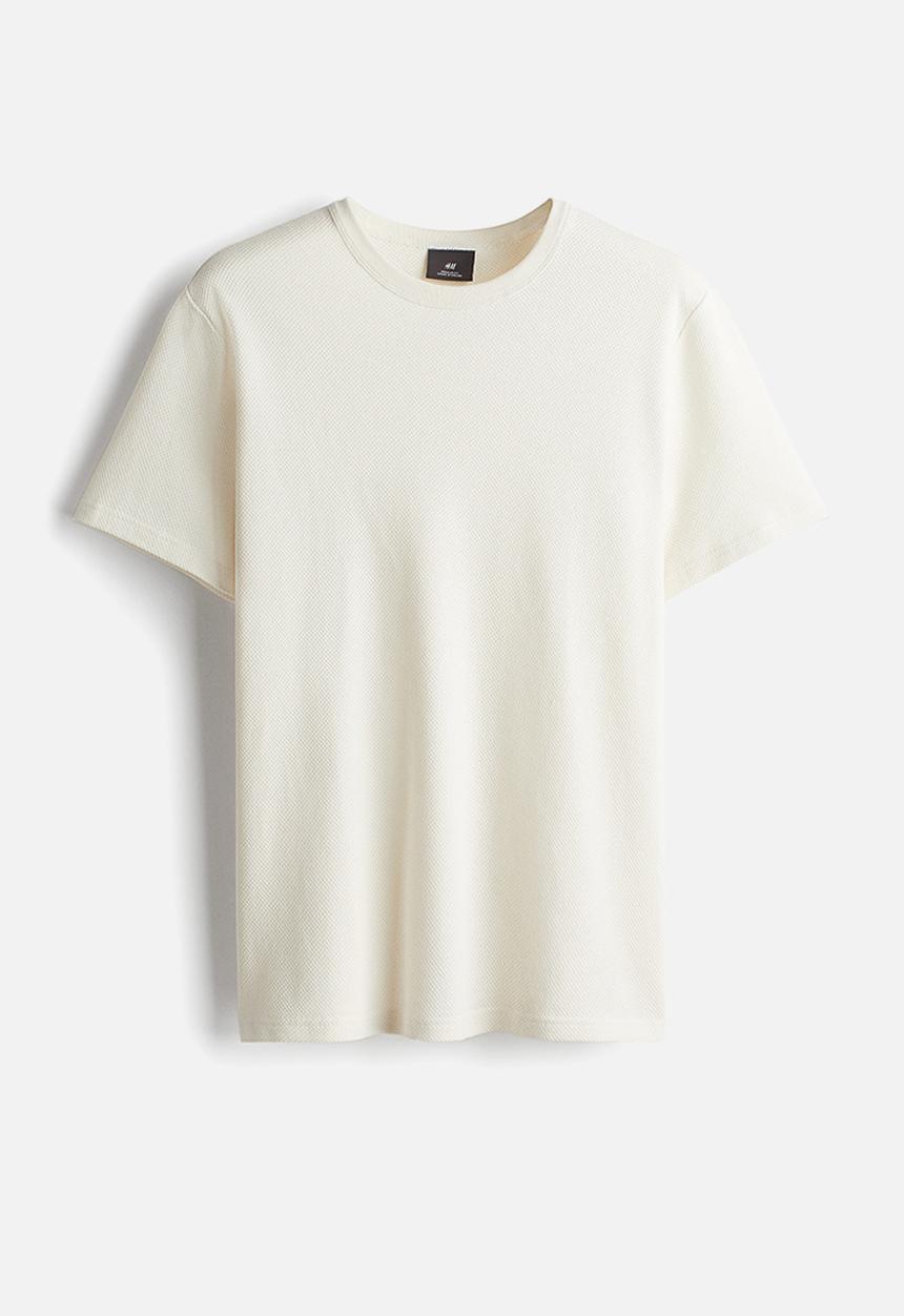H&M - Regular fit piqué T-shirt - cream