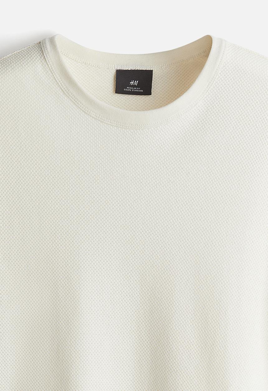 H&M - Regular fit piqué T-shirt - cream