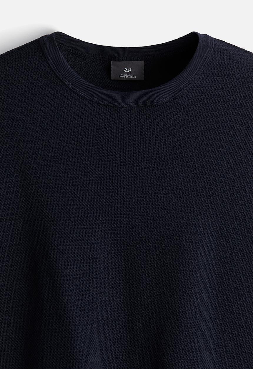 H&M - Regular fit piqué T-shirt - navy blue