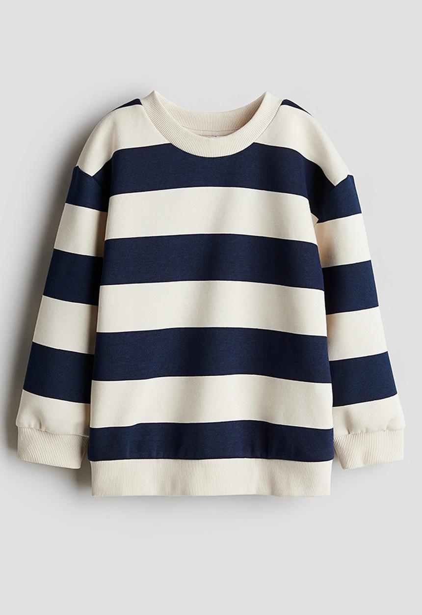 H&M - Sweatshirt - navy blue & cream striped