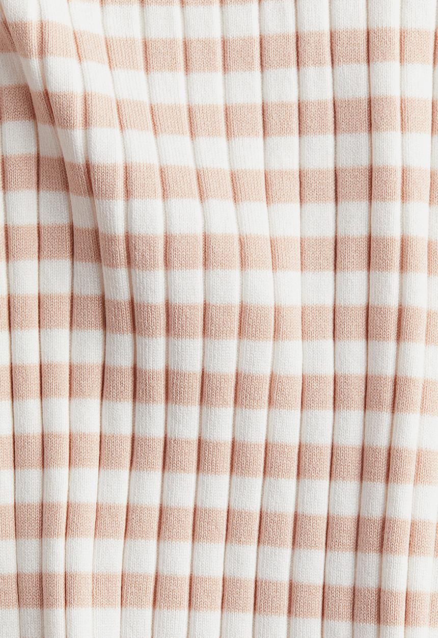 H&M - Rib-knit top - pink & white checked
