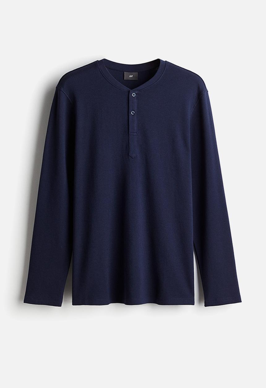 H&M - Regular fit waffled pyjamas - navy blue