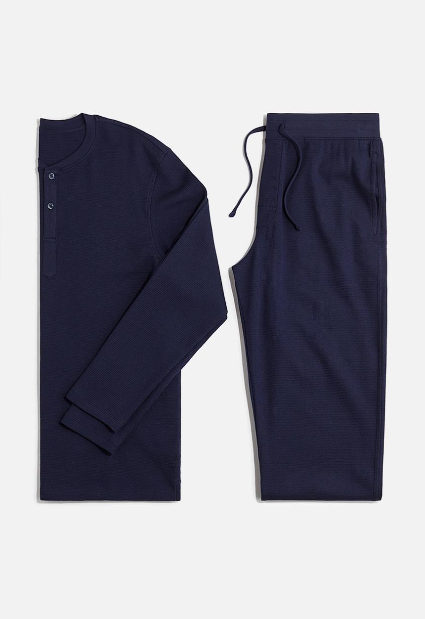 H&M - Regular fit waffled pyjamas - navy blue