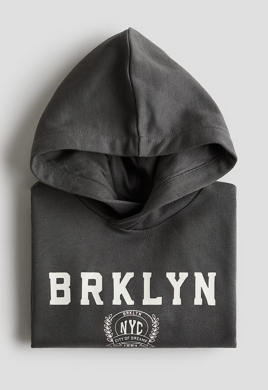H&M - Print-motif hoodie - dark grey/brklyn
