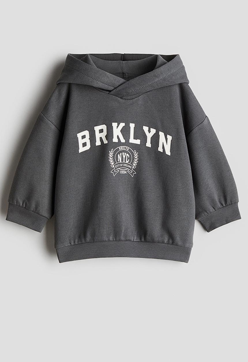 H&M - Print-motif hoodie - dark grey/brklyn