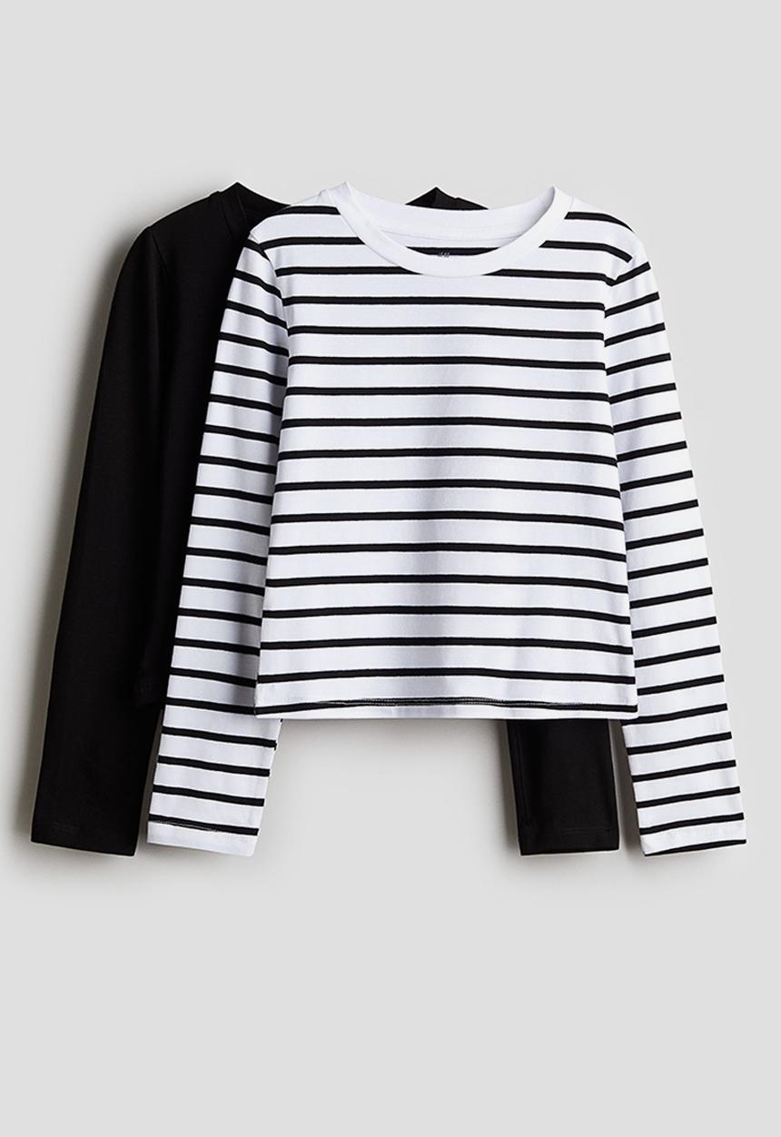 H&M - 2-Pack jersey tops - white & black