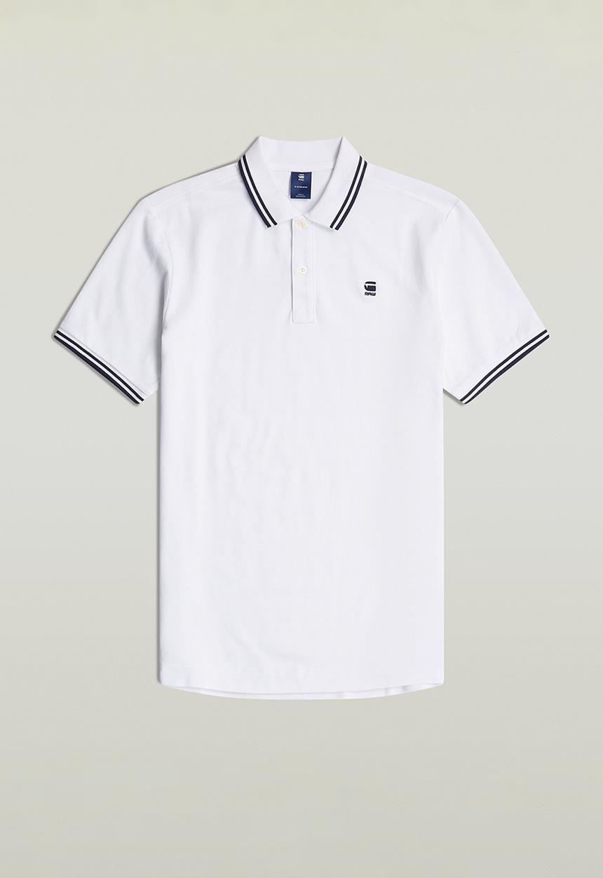 G-STAR - Dunda slim stripe polo s\s - white