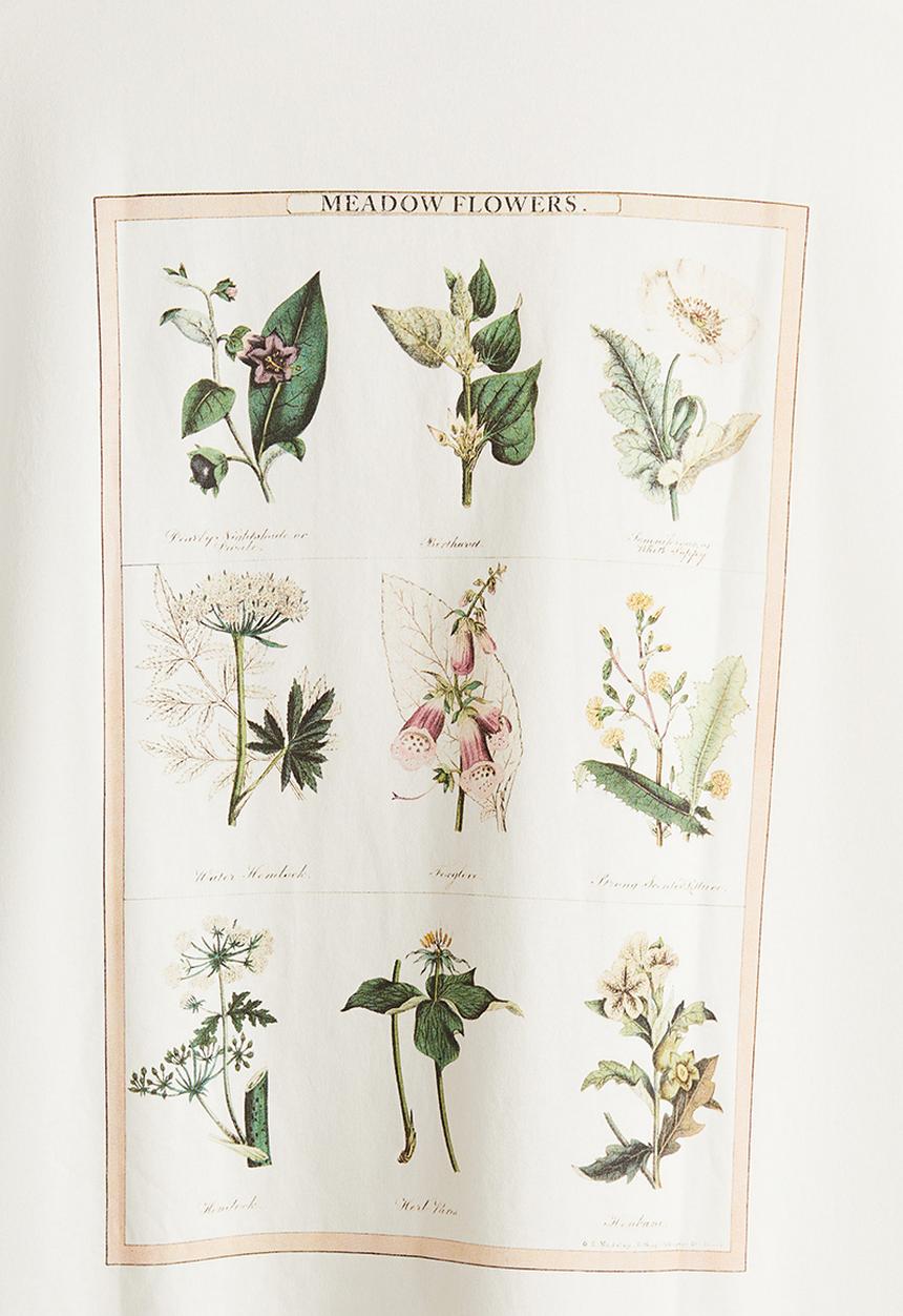 H&M - Loose fit printed T-shirt - white meadow flowers