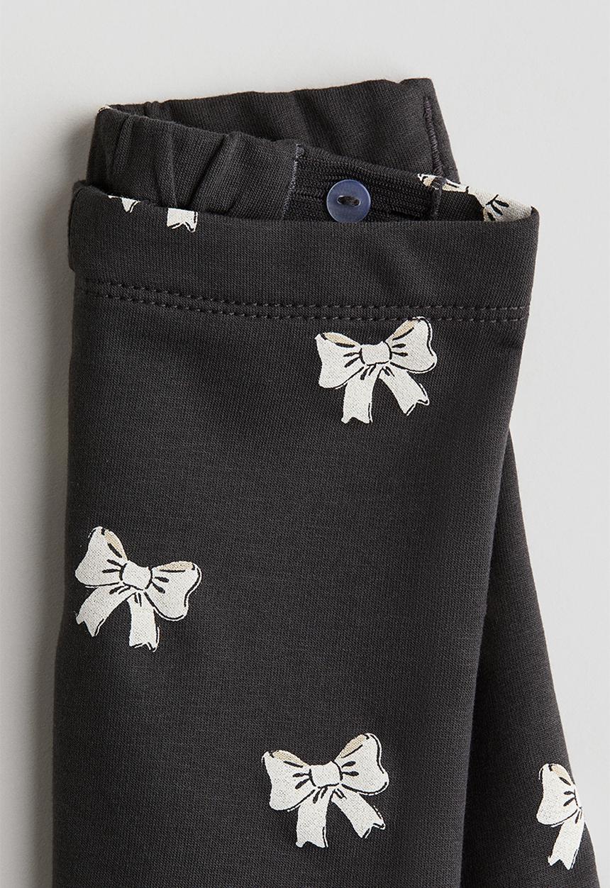 H&M - Cotton leggings -  dark grey/bows