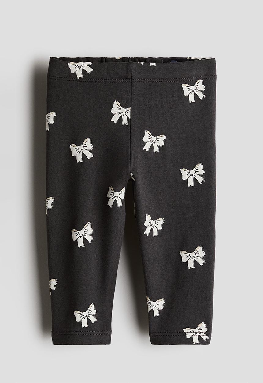 H&M - Cotton leggings -  dark grey/bows