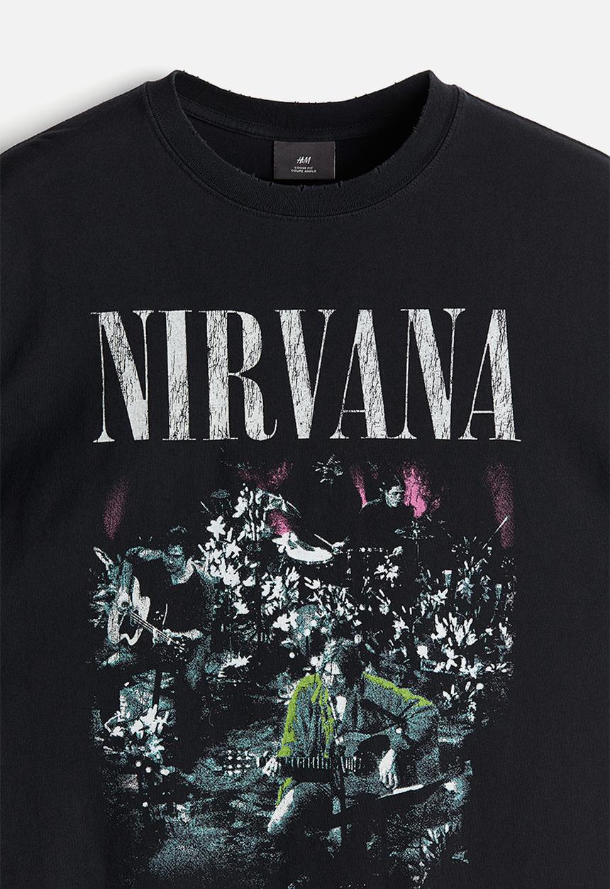 Loose fit vintage-look printed t-shirt - black/nirvana - 1225609018