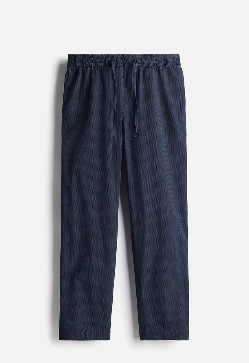 H&M - Relaxed fit poplin trousers - dark blue striped