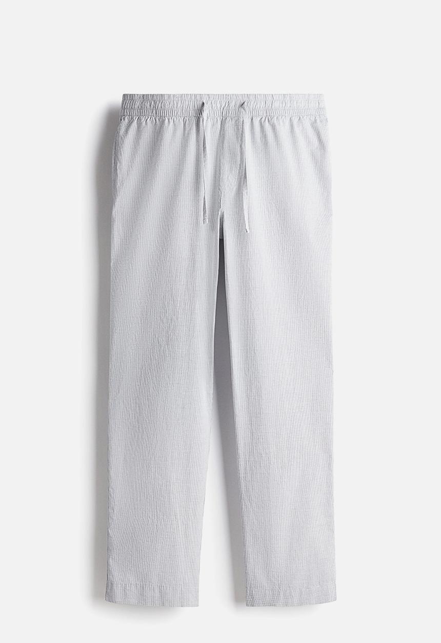 H&M - Relaxed fit poplin trousers - white checked
