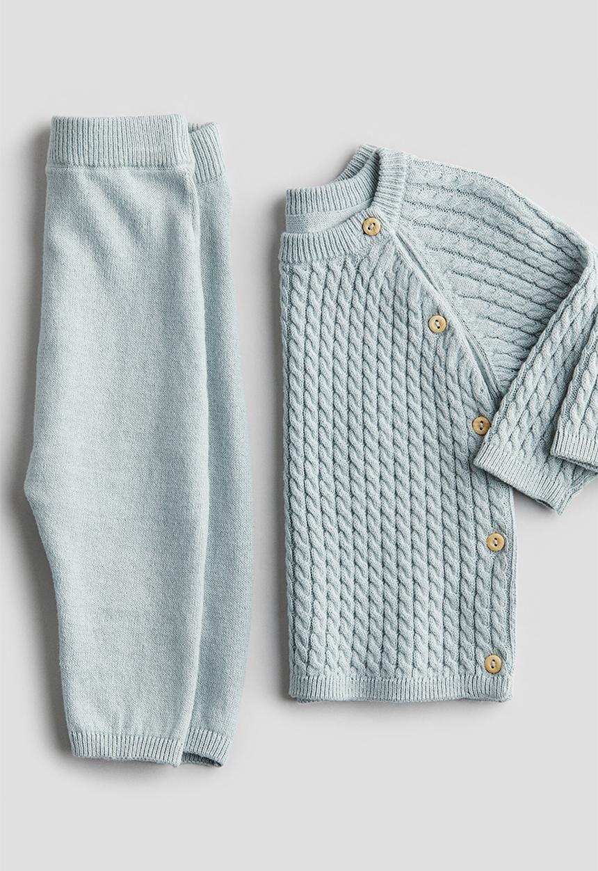 H&M - 2-piece cotton set - light turquoise