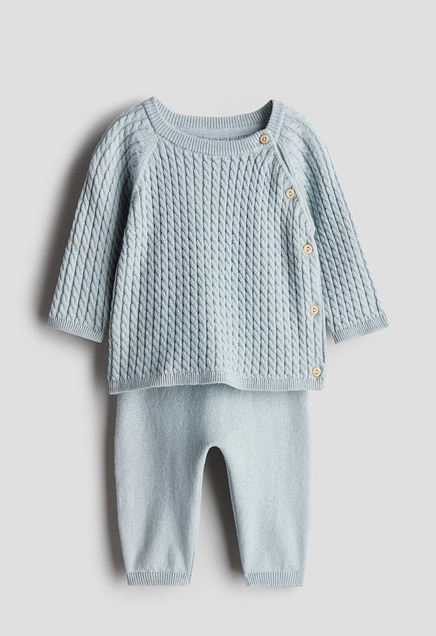 H&M - 2-piece cotton set - light turquoise