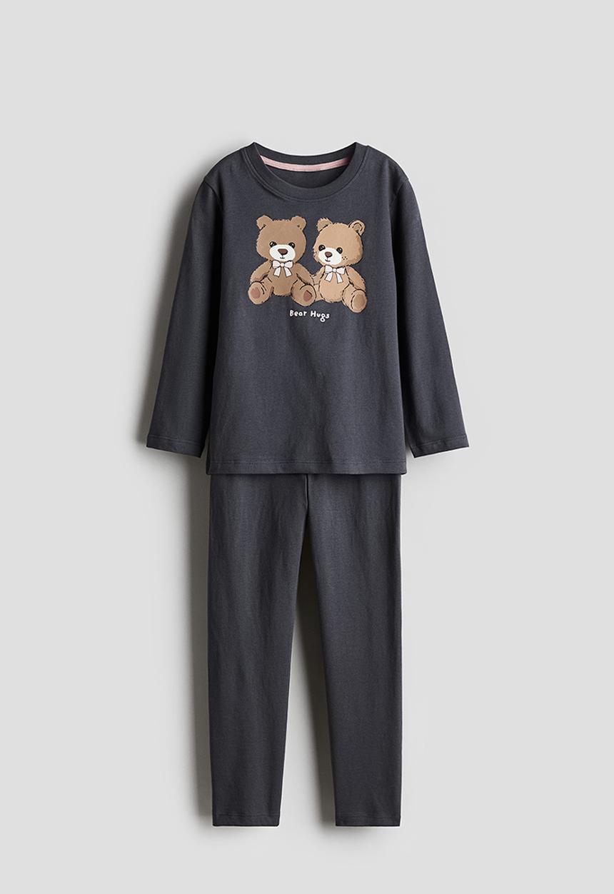 H&M - Printed cotton pyjamas - dark grey/bear hugs