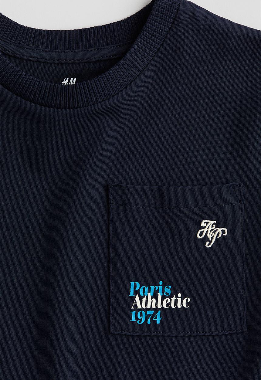 H&M - Pocket-detail T-shirt - blue