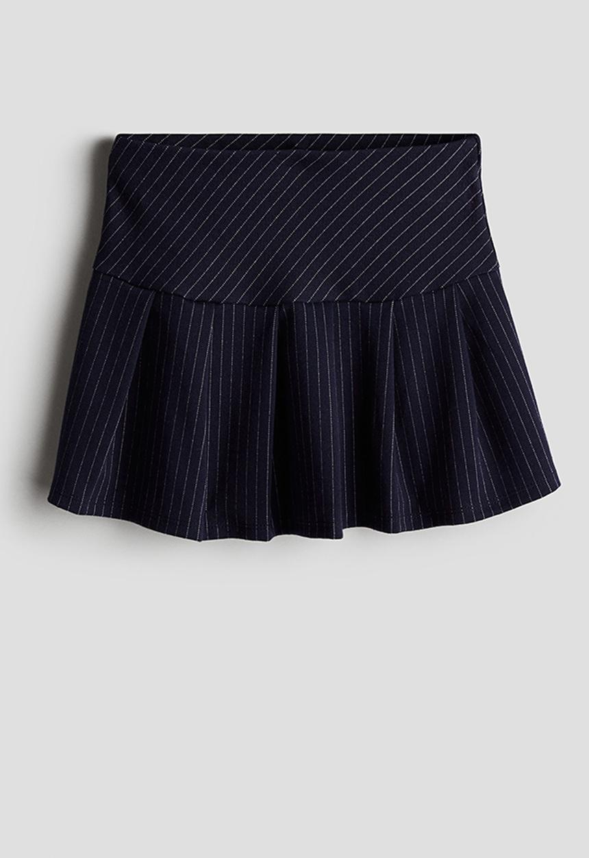 H&M - Pleated skirt - navy blue/pinstriped