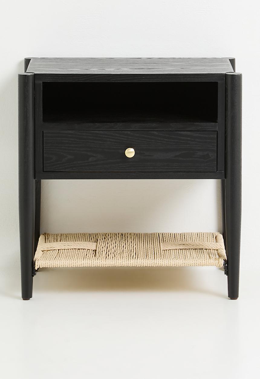 Sixth Floor - Jericho rattan and wood bedside table - black