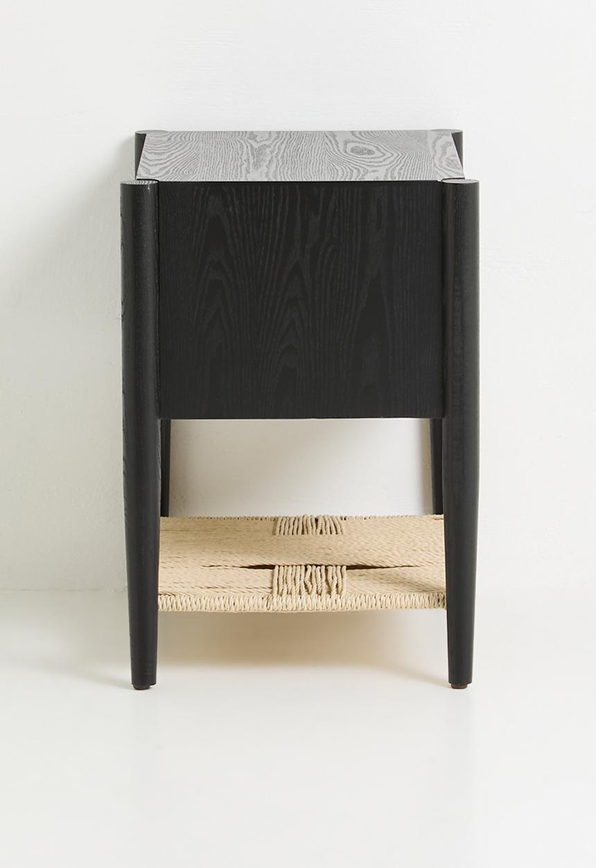 Sixth Floor - Jericho rattan and wood bedside table - black