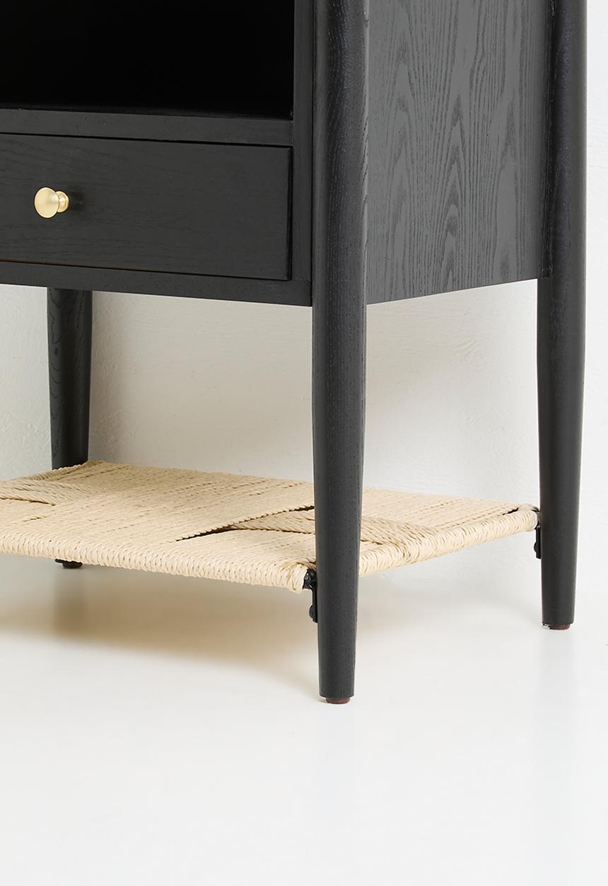 Sixth Floor - Jericho rattan and wood bedside table - black