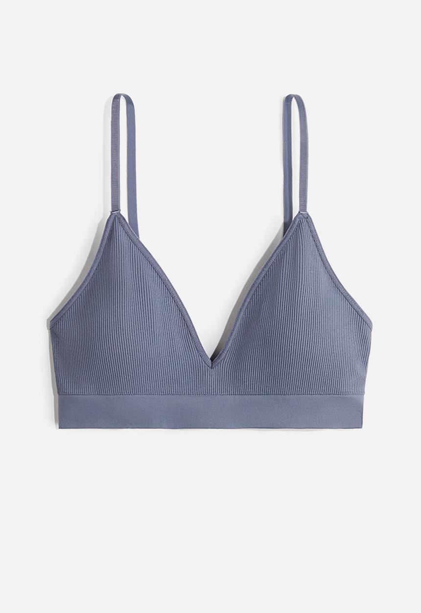 H&M - Seamless padded soft bra - pigeon blue