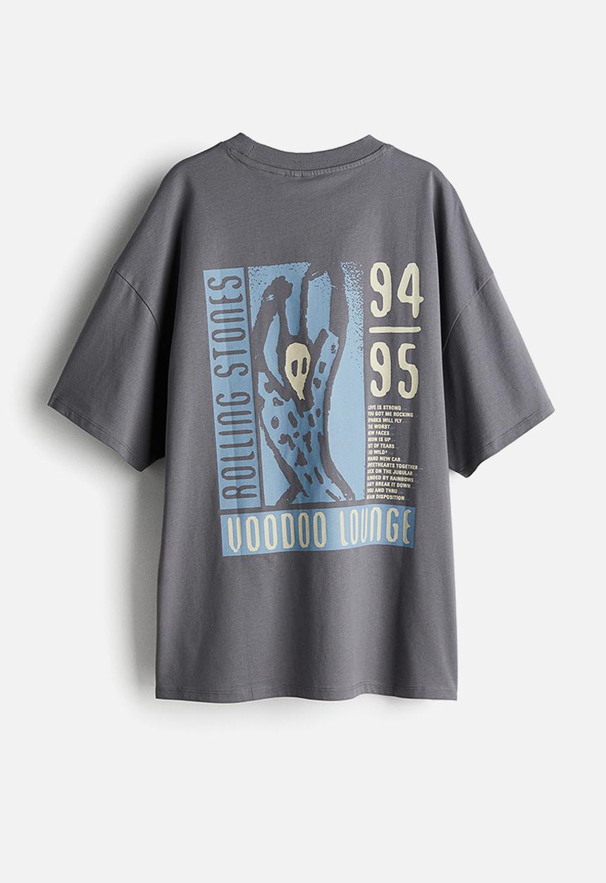 H&M - Oversized printed t-shirt - grey the rolling stones