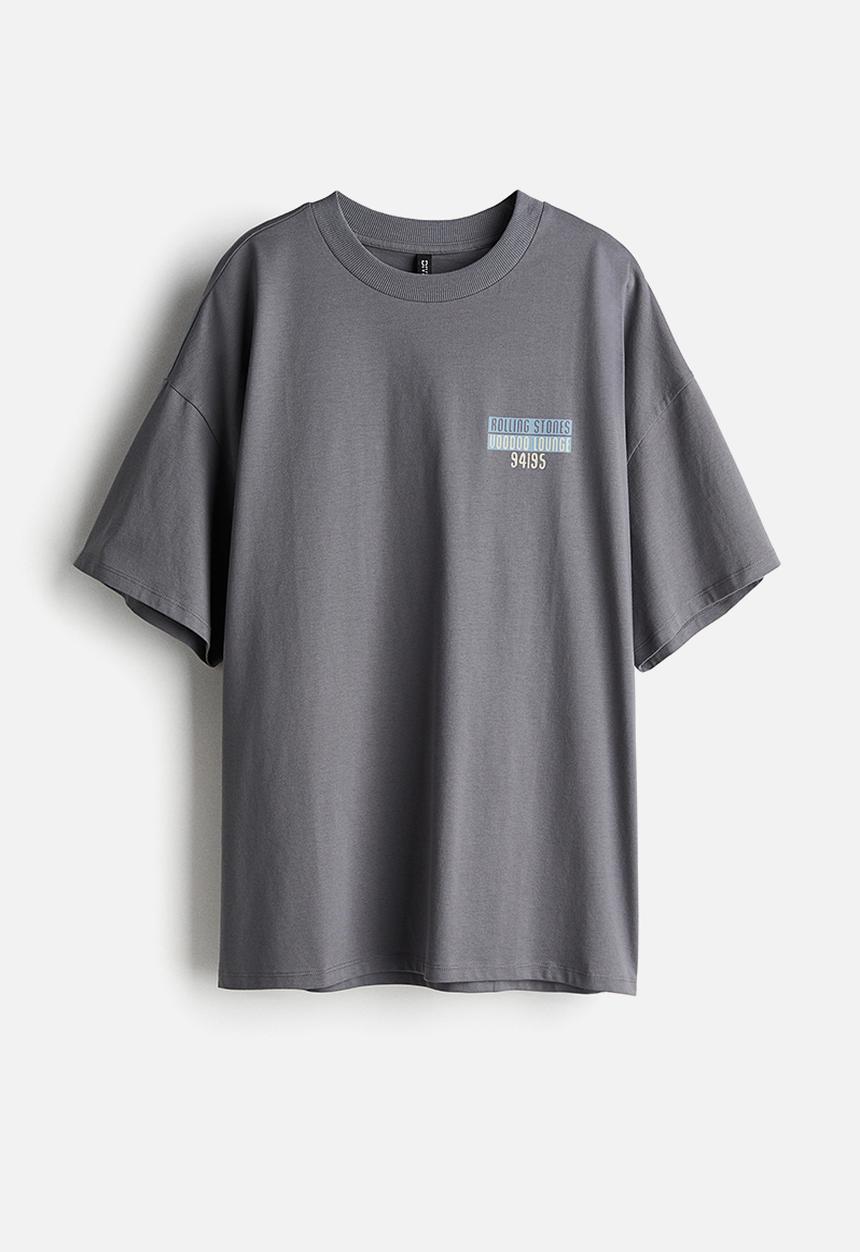 H&M - Oversized printed t-shirt - grey the rolling stones