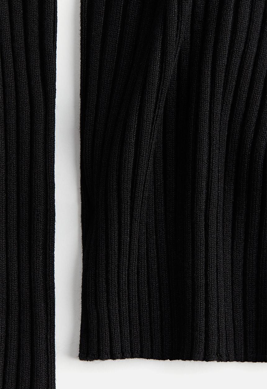 H&M - Rib-knit boat-neck top - black