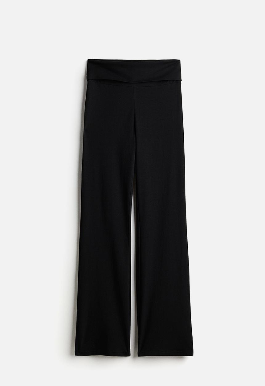 H&M - Flared jersey trousers - black