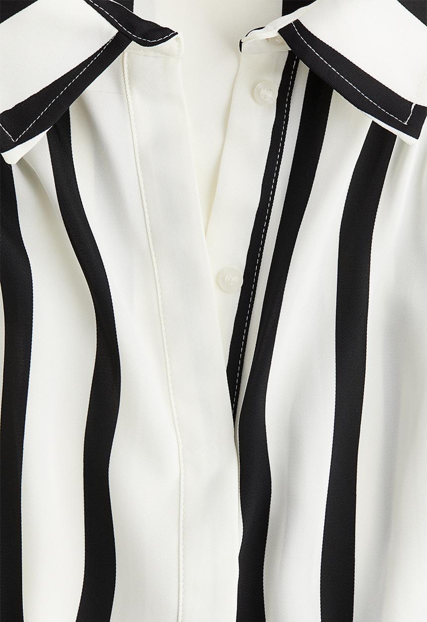 H&M - Tie-belt dress - white & black striped